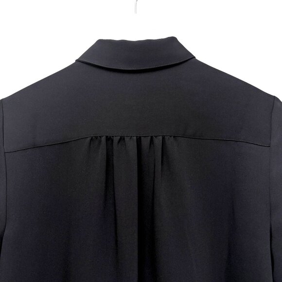 CHICO'S Black Ruffle Blouse Small (Chicos 1) Womens Top Long Sleeve Button Up - Picture 6 of 9